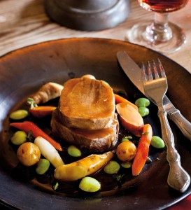 Braised Tongue with Baby Vegetables, Potatoes and Beef Gravy