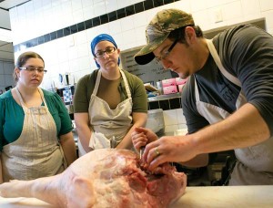 On January 31, Tony Page taught Pork Butchering 101, through which attendees learned how to butcher half a hog.