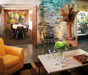 Art of many mediums provides the décor at the Lancaster Arts Hotel.  
