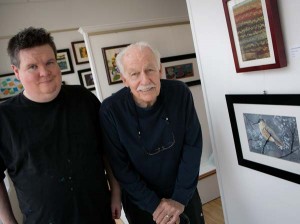 Tim Dietze (left), who painted the bird seen on the right, with his mentor and Local Partner Artist, Bob Grobengieser. 