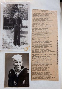 Karl is pictured as a young Seabee. Shown is the poem he wrote that detailed his service.