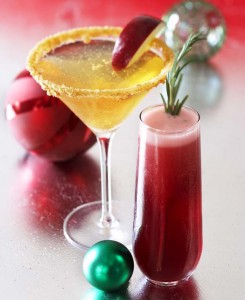 Gingerbread Apple Crisp Martini & Grand Poinsettia Cocktail
