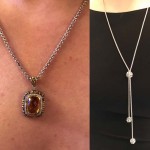 Koser Jewelers lariat and citrine-pendant necklaces.
