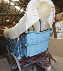 Historians can’t explain the reason for the red, white and blue color scheme of Conestoga wagons, but considering that they were the transportation “workhorses” of the American Revolution, it’s very appropriate. According to the U.S. Army Transportation Museum, investing in a Conestoga Wagon in the 18th century was costly: $250 for a wagon and $1,200 for the special horses that pulled it. In 21st-century terms, that equates to the cost of a modern-day tractor-trailer. This wagon was photographed at the Conestoga Area Historical Society’s museum.