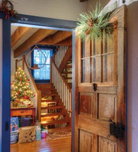 She bought the Indian door that provides access to the master suite from Dwight Graybill of Cocalico Builders. The staircase replicates the one she always admired in her grandparents’ house. The floors throughout the house were made from reversed barn boards.