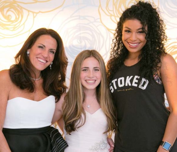 Tracy and center-of-the-party Sloane pose with the personally selected entertainer – Jordin Sparks