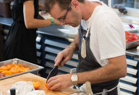 Chef Rafe Hottenstein prepared the dinner on-site.