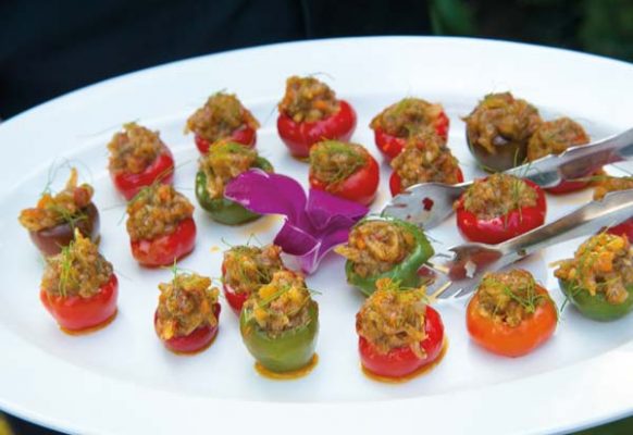 Stuffed peppers were served as an hors d’oeuvre.