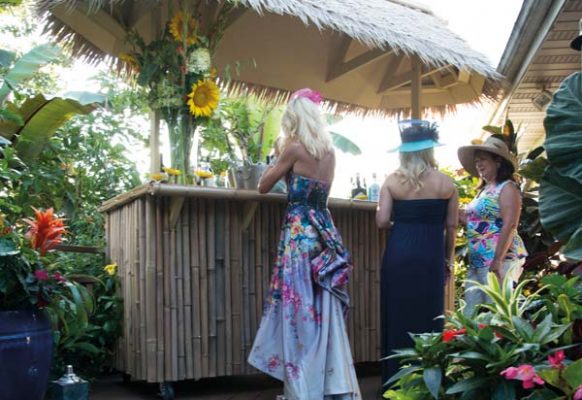 The tiki bar that James built for a previous event staged a return appearance for the party.