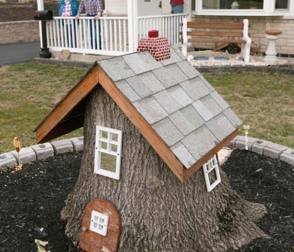 When one of Retta’s favorite trees had to be cut down, Larry gave it new life as a home for gnomes.
