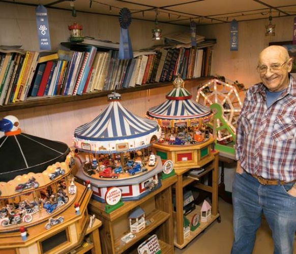 A ferris wheel and several of Larry’s carousels/merry-go-rounds are on display in the Ebersoles’ home.