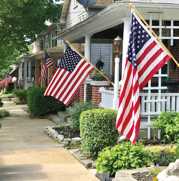 American flags are displayed throughout Lititz on a year-round basis.